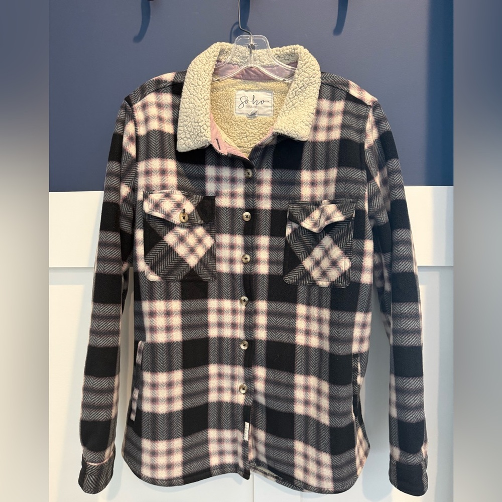 Soho Cream Sherpa Jacket Girls large